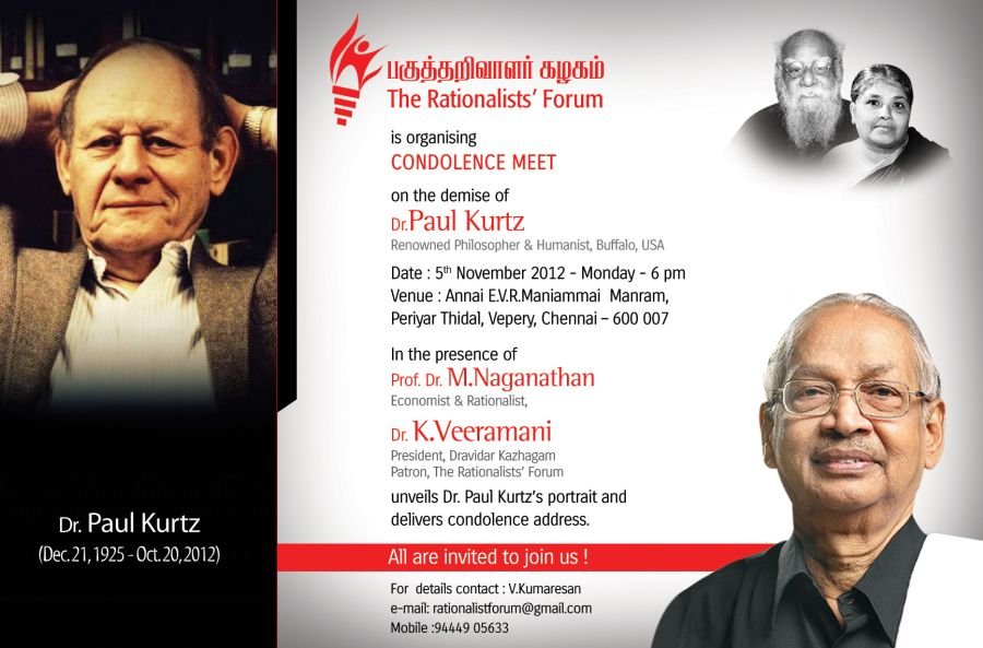 In Memory of Dr Paul Kurtz